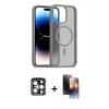 MARSİLYAN™- iPhone 15 Pro Max Kılıf Siluet Minimal Prime - Siyah 3D Antistatik Mat Seramik Nano Ekran Koruyucu + PVD Metal Kamera Lens - LT