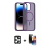 MARSİLYAN™- iPhone 15 Pro Max Kılıf Siluet Minimal Prime - Siyah 3D Antistatik Mat Seramik Nano Ekran Koruyucu + PVD Metal Kamera Lens - LT