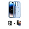 MARSİLYAN™- iPhone 15 Pro Max Kılıf Siluet Minimal Prime - Siyah 3D Antistatik Mat Seramik Nano Ekran Koruyucu + PVD Metal Kamera Lens - LT
