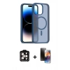 MARSİLYAN™- iPhone 15 Pro Max Kılıf Siluet Minimal Prime - Siyah 3D Antistatik Mat Seramik Nano Ekran Koruyucu + PVD Metal Kamera Lens - TU