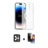 MARSİLYAN™- iPhone 15 Pro Max Kılıf Siluet Minimal Prime - Siyah 3D Antistatik Mat Seramik Nano Ekran Koruyucu + PVD Metal Kamera Lens - SH