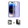 MARSİLYAN™- iPhone 15 Pro Max Kılıf Siluet Minimal Prime - Siyah 3D Antistatik Mat Seramik Nano Ekran Koruyucu + PVD Metal Kamera Lens - GS