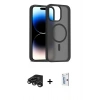 MARSİLYAN™- iPhone 15 Pro Max Kılıf Siluet Minimal Prime - Siyah Bilvis 0.18mm Plus Cam Ekran Koruyucu + Raze Metal Kamera Lens - TMGI