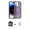 MARSİLYAN™- iPhone 15 Pro Max Kılıf Siluet Minimal Prime - Siyah Bilvis 0.18mm Plus Cam Ekran Koruyucu + PVD Metal Kamera Lens - TU