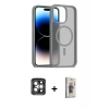 MARSİLYAN™- iPhone 15 Pro Max Kılıf Siluet Minimal Prime - Siyah Bilvis 3D Cam Ekran Koruyucu + PVD Metal Kamera Lens - GI
