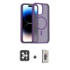 MARSİLYAN™- iPhone 15 Pro Max Kılıf Siluet Minimal Prime - Siyah Bilvis 3D Cam Ekran Koruyucu + PVD Metal Kamera Lens - GI