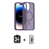 MARSİLYAN™- iPhone 15 Pro Max Kılıf Siluet Minimal Prime - Siyah Bilvis 3D Cam Ekran Koruyucu + PVD Metal Kamera Lens - TU