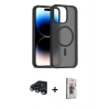 MARSİLYAN™- iPhone 15 Pro Max Kılıf Siluet Minimal Prime - Siyah Bilvis 3D Cam Ekran Koruyucu + Raze Metal Kamera Lens - LT