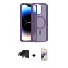 MARSİLYAN™- iPhone 15 Pro Max Kılıf Siluet Minimal Prime - Siyah Bilvis 3D Mat Cam Ekran Koruyucu + Raze Metal Kamera Lens - LT