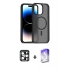 MARSİLYAN™- iPhone 15 Pro Max Kılıf Siluet Minimal Prime - Siyah Bilvis 5in1 3D Magic Cam Ekran Koruyucu + PVD Metal Kamera Lens - LT