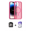 MARSİLYAN™- iPhone 15 Pro Max Kılıf Siluet Minimal Prime - Siyah Bilvis 5in1 3D Magic Cam Ekran Koruyucu + Turuncu PVD Metal Kamera Lens