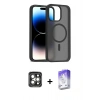 MARSİLYAN™- iPhone 15 Pro Max Kılıf Siluet Minimal Prime - Siyah Bilvis 5in1 3D Magic Cam Ekran Koruyucu + PVD Metal Kamera Lens - GI