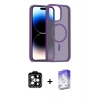 MARSİLYAN™- iPhone 15 Pro Max Kılıf Siluet Minimal Prime - Siyah Bilvis 5in1 3D Magic Cam Ekran Koruyucu + Turuncu PVD Metal Kamera Lens