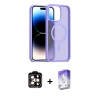 MARSİLYAN™- iPhone 15 Pro Max Kılıf Siluet Minimal Prime - Siyah Bilvis 5in1 3D Magic Cam Ekran Koruyucu + Turuncu PVD Metal Kamera Lens