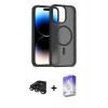 MARSİLYAN™- iPhone 15 Pro Max Kılıf Siluet Minimal Prime - Siyah Bilvis 5in1 3D Magic Cam Ekran Koruyucu + Titanyum Gri Raze Metal Kamera Lens