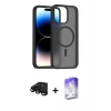 MARSİLYAN™- iPhone 15 Pro Max Kılıf Siluet Minimal Prime - Siyah Bilvis 5in1 3D Magic Cam Ekran Koruyucu + Raze Metal Kamera Lens - SH