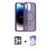 MARSİLYAN™- iPhone 15 Pro Max Kılıf Siluet Minimal Prime - Siyah Bilvis 5in1 3D Magic Cam Ekran Koruyucu + PVD Metal Kamera Lens - GS