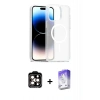 MARSİLYAN™- iPhone 15 Pro Max Kılıf Siluet Minimal Prime - Siyah Bilvis 5in1 3D Magic Cam Ekran Koruyucu + Turuncu PVD Metal Kamera Lens