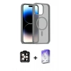 MARSİLYAN™- iPhone 15 Pro Max Kılıf Siluet Minimal Prime - Siyah Bilvis 5in1 3D Magic Cam Ekran Koruyucu + Turuncu PVD Metal Kamera Lens