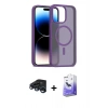 MARSİLYAN™- iPhone 15 Pro Max Kılıf Siluet Minimal Prime - Siyah Bilvis 5in1 5D Magic Hayalet Cam Ekran Koruyucu + Lacivert Raze Metal Kamera Lens