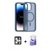 MARSİLYAN™- iPhone 15 Pro Max Kılıf Siluet Minimal Prime - Siyah Bilvis 5in1 5D Magic Hayalet Cam Ekran Koruyucu + PVD Metal Kamera Lens - GS