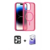MARSİLYAN™- iPhone 15 Pro Max Kılıf Siluet Minimal Prime - Siyah Bilvis 5in1 5D Magic Hayalet Cam Ekran Koruyucu + PVD Metal Kamera Lens - LT