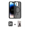 MARSİLYAN™- iPhone 15 Pro Max Kılıf Siluet Minimal Prime - Siyah Bilvis Hayalet Cam Ekran Koruyucu + Siyah PVD Metal Kamera Lens