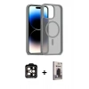 MARSİLYAN™- iPhone 15 Pro Max Kılıf Siluet Minimal Prime - Siyah Bilvis Hayalet Cam Ekran Koruyucu + PVD Metal Kamera Lens - TU
