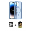 MARSİLYAN™- iPhone 15 Pro Max Kılıf Siluet Minimal Prime - Siyah Buffer Cam Ekran Koruyucu + Gümüş PVD Metal Kamera Lens