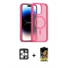 MARSİLYAN™- iPhone 15 Pro Max Kılıf Siluet Minimal Prime - Siyah Buffer Cam Ekran Koruyucu + Gümüş PVD Metal Kamera Lens
