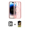 MARSİLYAN™- iPhone 15 Pro Max Kılıf Siluet Minimal Prime - Siyah Buffer Cam Ekran Koruyucu + Gümüş PVD Metal Kamera Lens