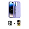 MARSİLYAN™- iPhone 15 Pro Max Kılıf Siluet Minimal Prime - Siyah Buffer Cam Ekran Koruyucu + Lacivert PVD Metal Kamera Lens