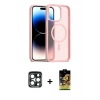 MARSİLYAN™- iPhone 15 Pro Max Kılıf Siluet Minimal Prime - Siyah Buffer Cam Ekran Koruyucu + Lacivert PVD Metal Kamera Lens