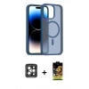 MARSİLYAN™- iPhone 15 Pro Max Kılıf Siluet Minimal Prime - Siyah Buffer Cam Ekran Koruyucu + PVD Metal Kamera Lens - GI