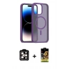 MARSİLYAN™- iPhone 15 Pro Max Kılıf Siluet Minimal Prime - Siyah Buffer Cam Ekran Koruyucu + PVD Metal Kamera Lens - TU