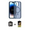 MARSİLYAN™- iPhone 15 Pro Max Kılıf Siluet Minimal Prime - Siyah Buffer Cam Ekran Koruyucu + PVD Metal Kamera Lens - TU