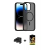 MARSİLYAN™- iPhone 15 Pro Max Kılıf Siluet Minimal Prime - Siyah Buffer Cam Ekran Koruyucu + Raze Metal Kamera Lens - TMGI
