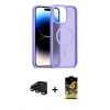 MARSİLYAN™- iPhone 15 Pro Max Kılıf Siluet Minimal Prime - Siyah Buffer Cam Ekran Koruyucu + Siyah Raze Metal Kamera Lens