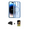 MARSİLYAN™- iPhone 15 Pro Max Kılıf Siluet Minimal Prime - Siyah Buffer Cam Ekran Koruyucu + Siyah Raze Metal Kamera Lens