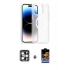 MARSİLYAN™- iPhone 15 Pro Max Kılıf Siluet Minimal Prime - Siyah Buffer Hayalet Cam Ekran Koruyucu + PVD Metal Kamera Lens - LT
