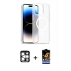 MARSİLYAN™- iPhone 15 Pro Max Kılıf Siluet Minimal Prime - Siyah Buffer Hayalet Cam Ekran Koruyucu + PVD Metal Kamera Lens - GS
