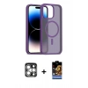 MARSİLYAN™- iPhone 15 Pro Max Kılıf Siluet Minimal Prime - Siyah Buffer Hayalet Cam Ekran Koruyucu + PVD Metal Kamera Lens - GS