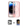 MARSİLYAN™- iPhone 15 Pro Max Kılıf Siluet Minimal Prime - Siyah Buffer Hayalet Cam Ekran Koruyucu + PVD Metal Kamera Lens - GS
