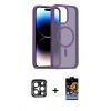 MARSİLYAN™- iPhone 15 Pro Max Kılıf Siluet Minimal Prime - Siyah Buffer Hayalet Cam Ekran Koruyucu + PVD Metal Kamera Lens - LT