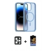 MARSİLYAN™- iPhone 15 Pro Max Kılıf Siluet Minimal Prime - Siyah Buffer Hayalet Cam Ekran Koruyucu + PVD Metal Kamera Lens - LT