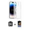 MARSİLYAN™- iPhone 15 Pro Max Kılıf Siluet Minimal Prime - Siyah Buffer Hayalet Cam Ekran Koruyucu + PVD Metal Kamera Lens - TU