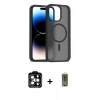 MARSİLYAN™- iPhone 15 Pro Max Kılıf Siluet Minimal Prime - Siyah Joko Magic 5D Hayalet Cam + PVD Metal Kamera Lens - TU