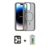 MARSİLYAN™- iPhone 15 Pro Max Kılıf Siluet Minimal Prime - Siyah Polymer Nano Ekran Koruyucu + PVD Metal Kamera Lens - GS