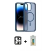 MARSİLYAN™- iPhone 15 Pro Max Kılıf Siluet Minimal Prime - Siyah Polymer Nano Ekran Koruyucu + PVD Metal Kamera Lens - GS