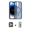 MARSİLYAN™- iPhone 15 Pro Max Kılıf Siluet Minimal Prime - Siyah Polymer Nano Ekran Koruyucu + PVD Metal Kamera Lens - GI